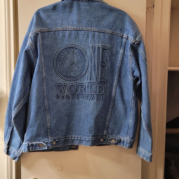 Vintage One World Volleyball denim jacket M - Picture 4 of 5